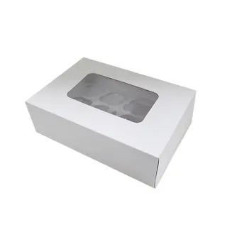 6 Hole Window Cupcake Box 5Inches High White