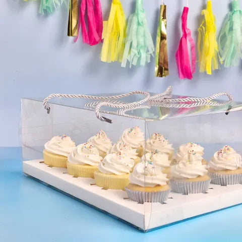 Cake Craft Clear Cupcake Box With Handles 12 Holes