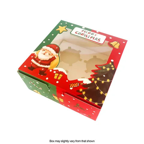 Christmas Cupcake Box 4 Hole With Handle