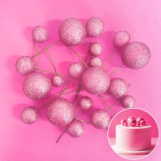 Pink Glitter Decor Balls Cake Decorating