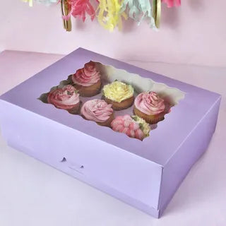 12 Hole Window Cupcake box Lilac