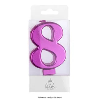 Wish Number 8 Pink Metallic Candle