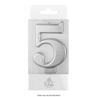Wish Candle Number 5 Sliver Metallic