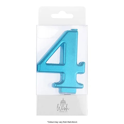 Wish Number 4 Blue Metallic Candle