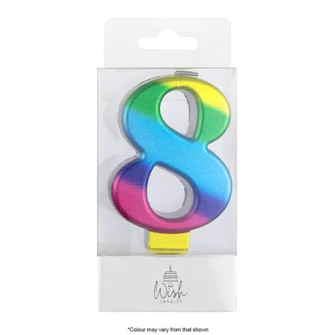 Wish Number 8 Rainbow Metallic Candle