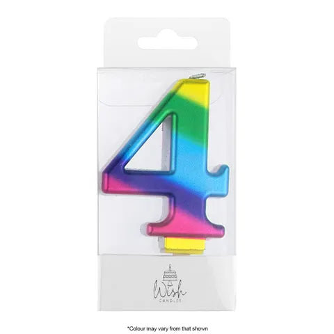 Wish Number 4 Rainbow Gold Metallic Candle