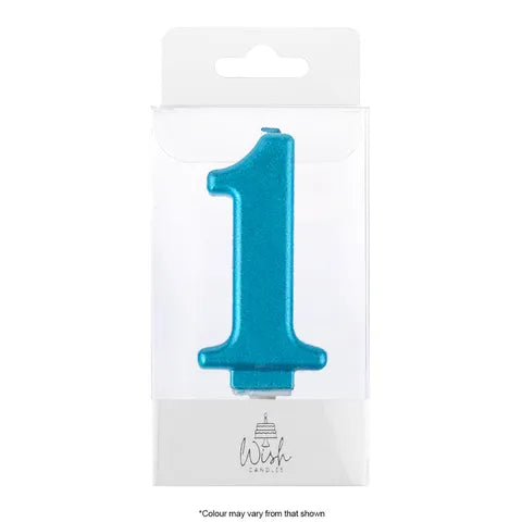 Wish Number 1 Blue  Metallic Candle