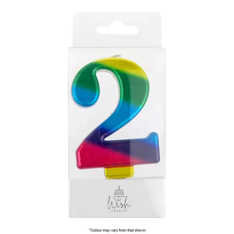 Wish Number 2 Rainbow Gold Metallic Candle