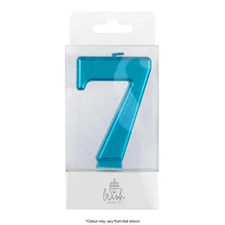 Wish Number 7 Blue Metallic Candle