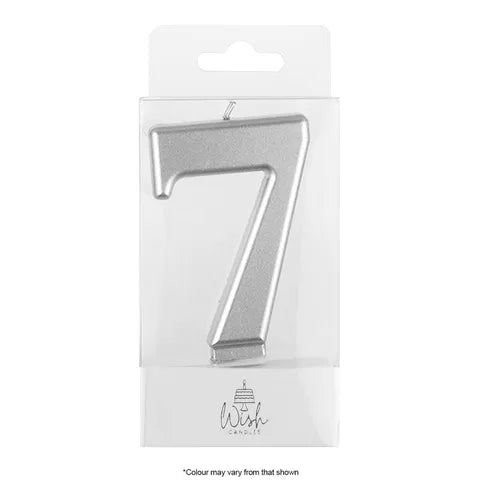 Wish Number 7 Silver Metallic Candle