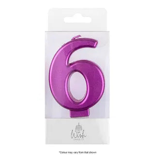 Wish Number 6 Pink Metallic Candle