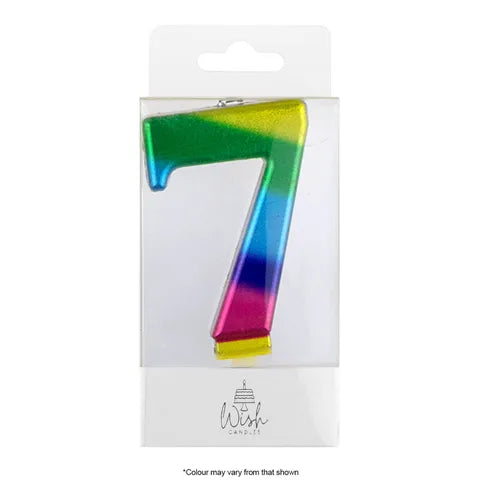 Wish Number 7 Rainbow Metallic Candle