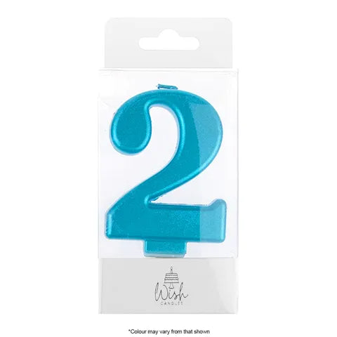 Wish Number 2 Blue Metallic Candle
