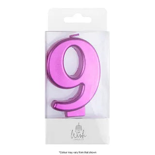 Wish Number 9 Pink Metallic Candle