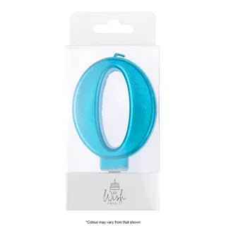 Wish Number 0 Blue Metallic Candle