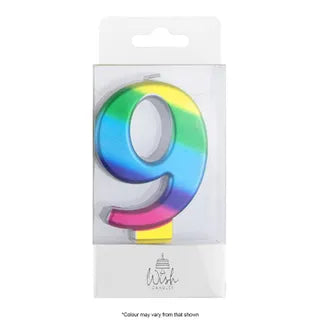 Wish Number 9 Rainbow Metallic Candle