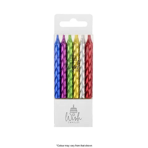 Wish Metallic Spiral Candles Rainbow 12pkt