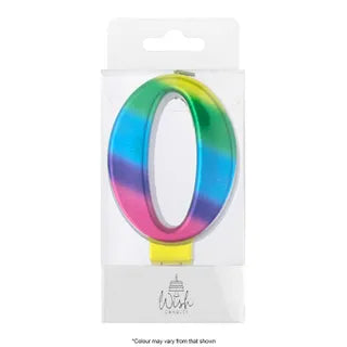 Wish Number 0 Rainbow Metallic Candle