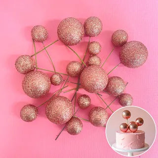 Glitter Rose Gold Deco Foam Ball Topper 20 Pce Set