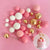 Pink White Gold Foam Ball Topper 32Pce Set