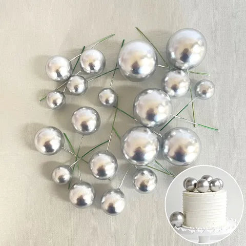 Silver Deco Foam Ball Topper 20 Pce Set