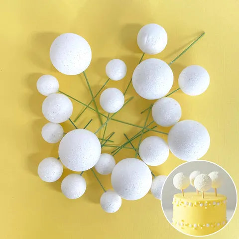 Glitter White Deco Foam Ball Topper 20Pce Set