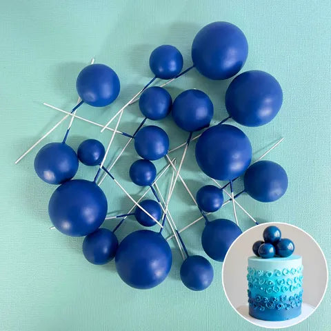 Royal Blue Deco Foam Ball Topper 20 Pce Set