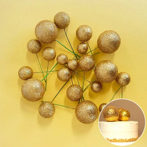 Glitter Gold Deco Foam Ball Topper 20 Pce Set