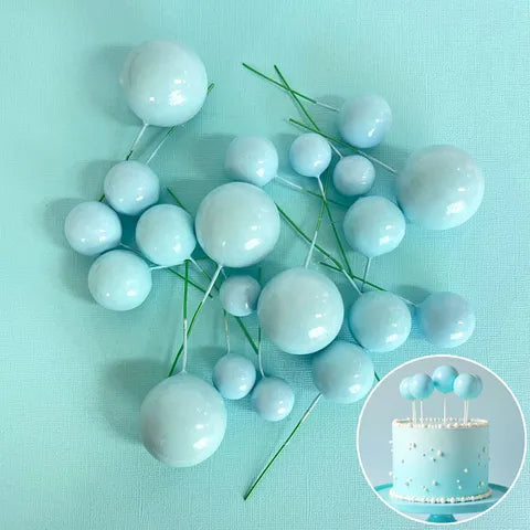 Baby Blue Deco Foam Ball Toppers 20 Pce Set