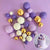 Purple White Gold Deco Foam Ball Topper 32 Pce Set