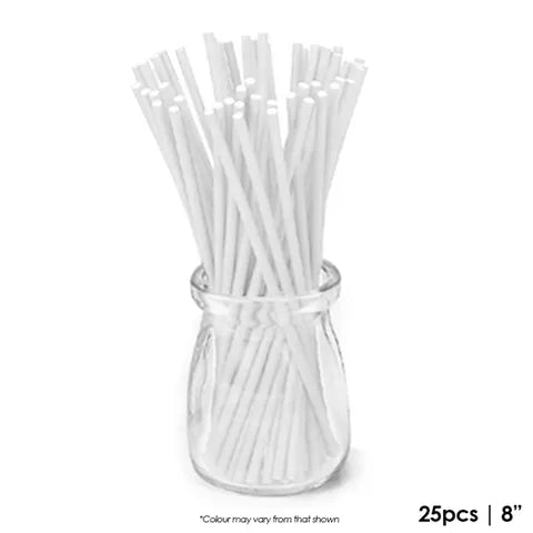 Cake Craft 8 Inch Lollipop Sticks White Pkt 25