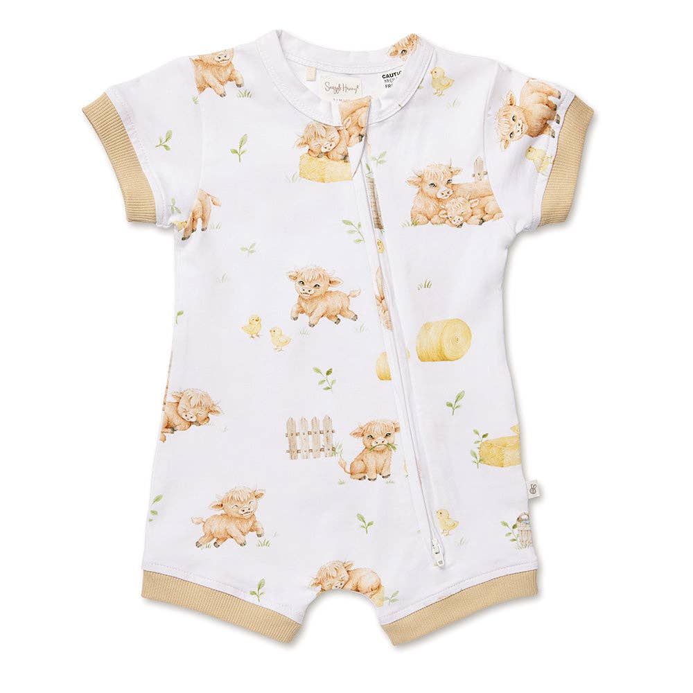 Highland Cows Organic Snuggle Shortie: 3-6 Months (00)