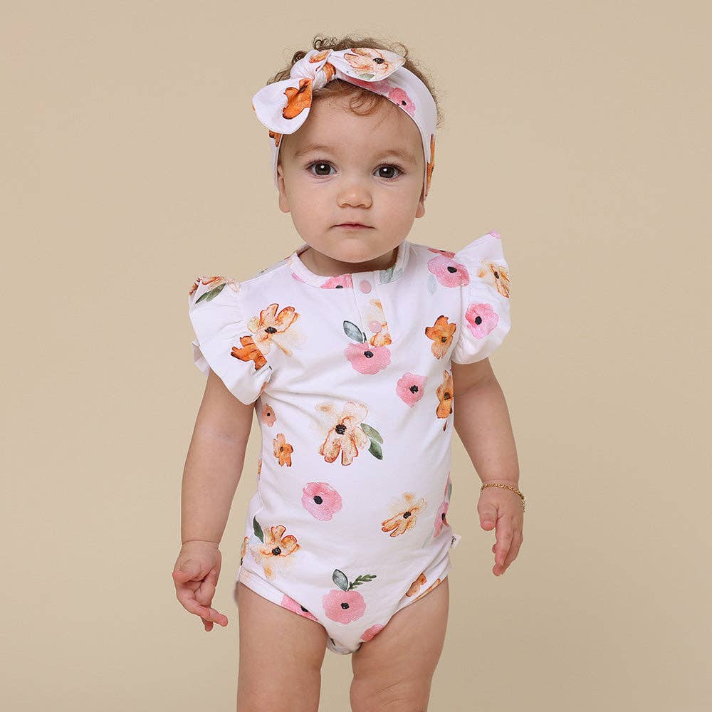Poppy Short Sleeve Organic Bodysuit with Frill: 0-3 Months (000)