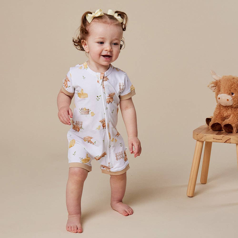 Highland Cows Organic Snuggle Shortie: 3-6 Months (00)