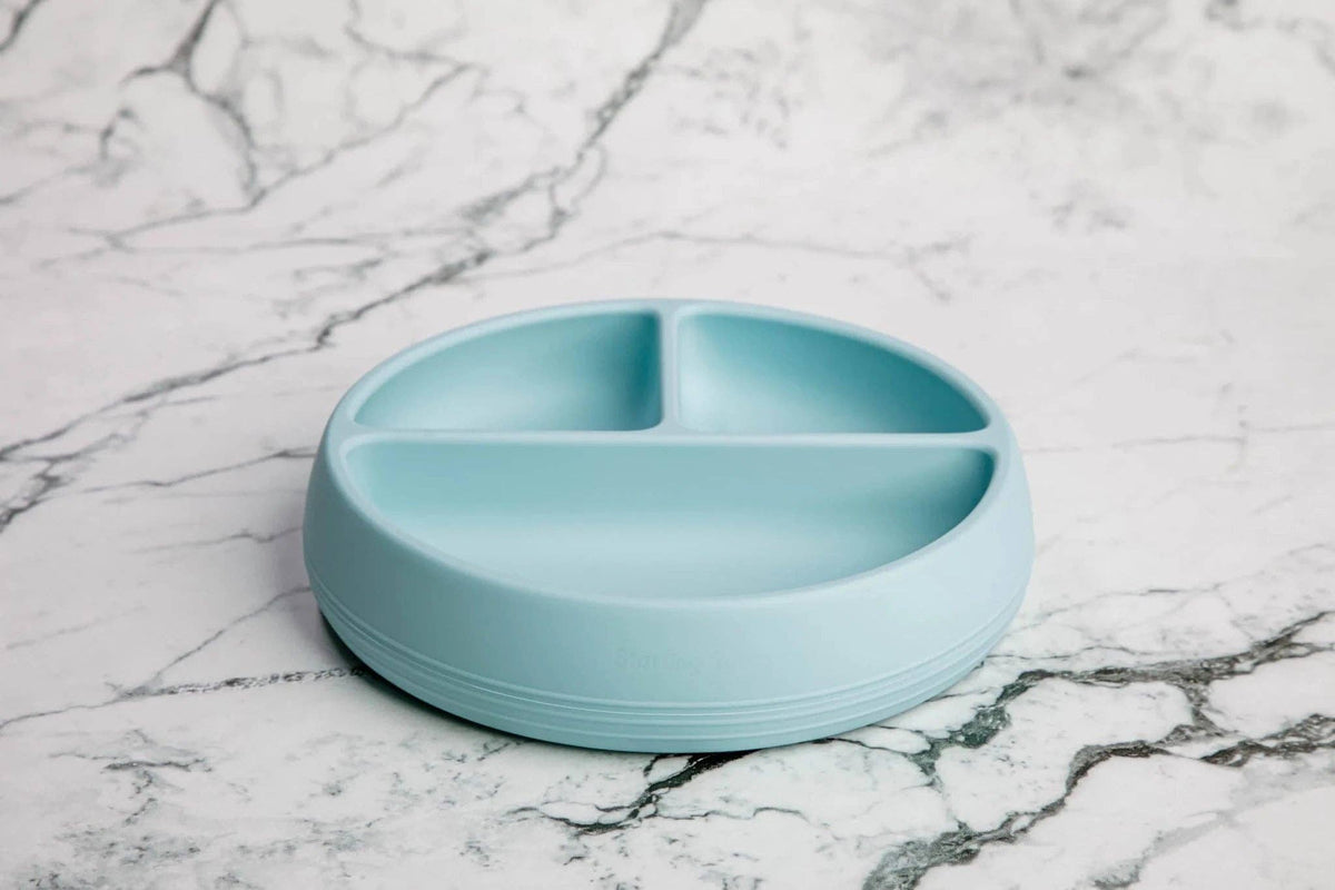 Suckie Scoop Divided Suction Plate: Blue Lemonade