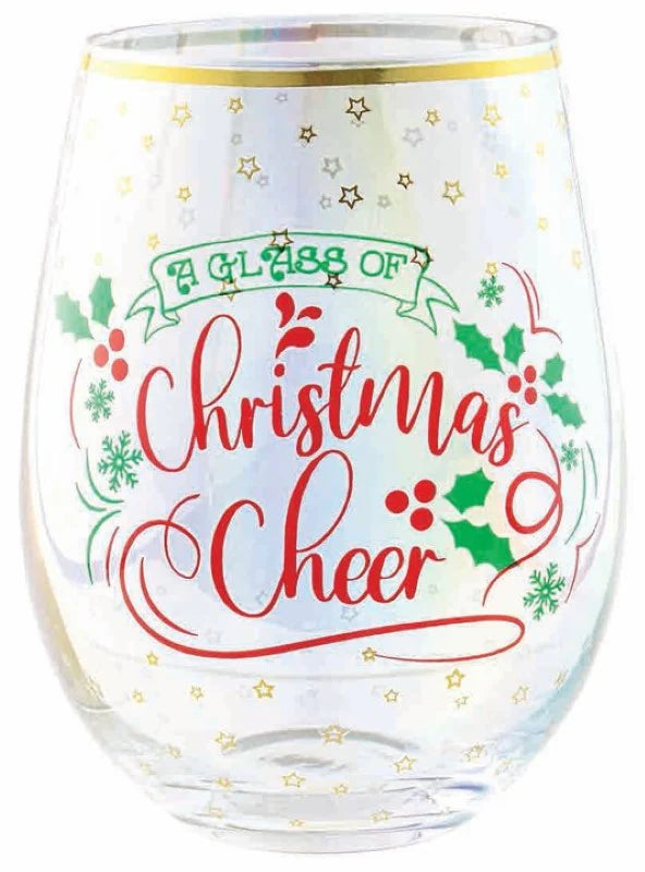 Glass Of Christmas Cheer Stemless Glass With Stopper