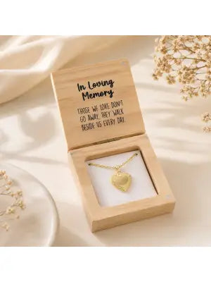 Heart And Soul in Loving Memory Locket Necklace Gold