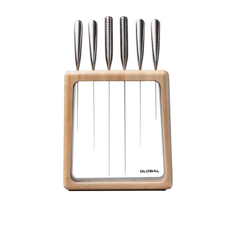 Global Hashira 7 Piece Knife Block Maple