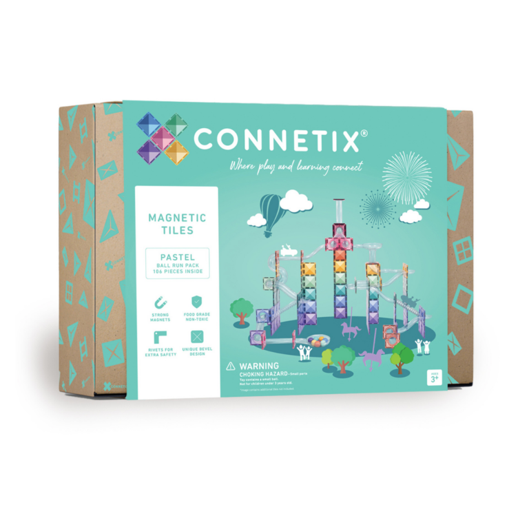 Connetix Magnetic Tile Pastel Ball Run Pack 106 Pieces Inside