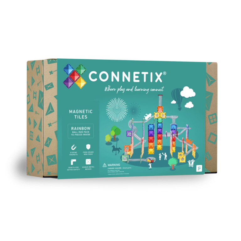 Connetix Magnetic Tiles Rainbow Ball Runner Pack 92 Pieces Inside