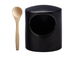 Maxwell and Williams Epicurious Salt Pig with Bamboo Spoon Black