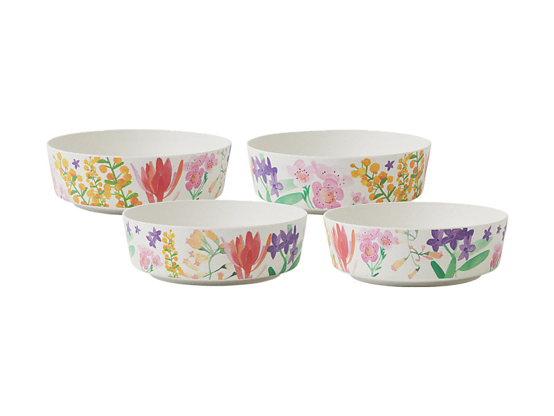 MW Wildflowers Bamboo Bowl 15x5cm Set of 4