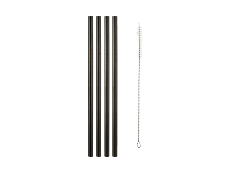 Maxwell and Williams Cocktail &amp; Co Reusable Wide Straw WBrush Set 4 Black