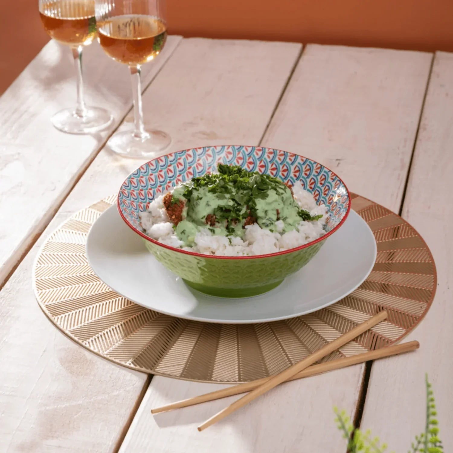 Mikasa Green Blue Geometric Ramen Bowl 21cm