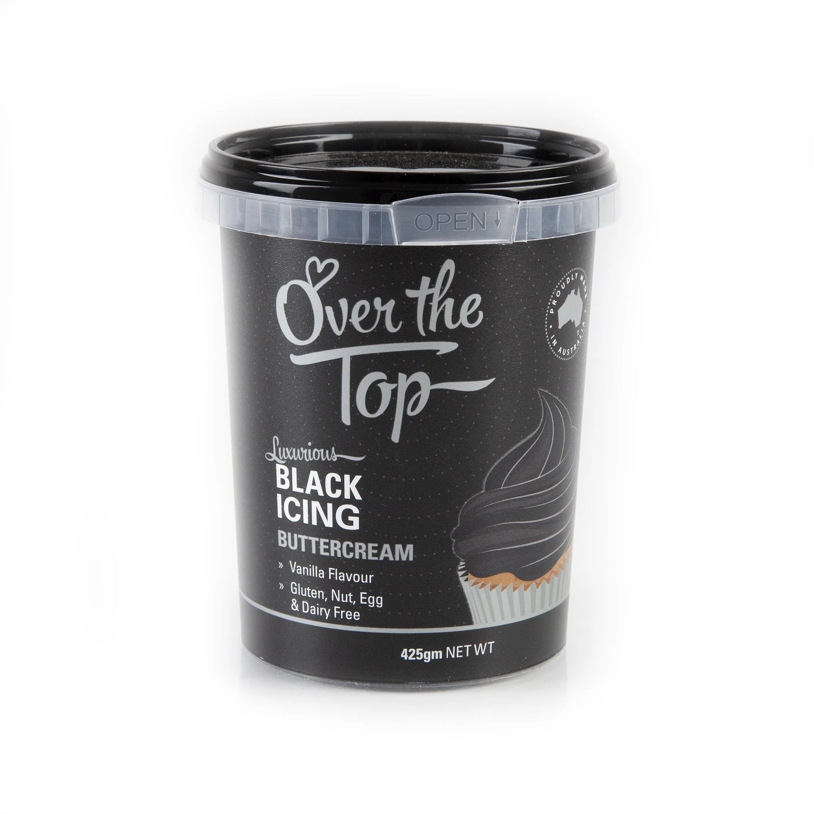 Over The Top Black Icing Buttercream Vanilla Flavour 425G
