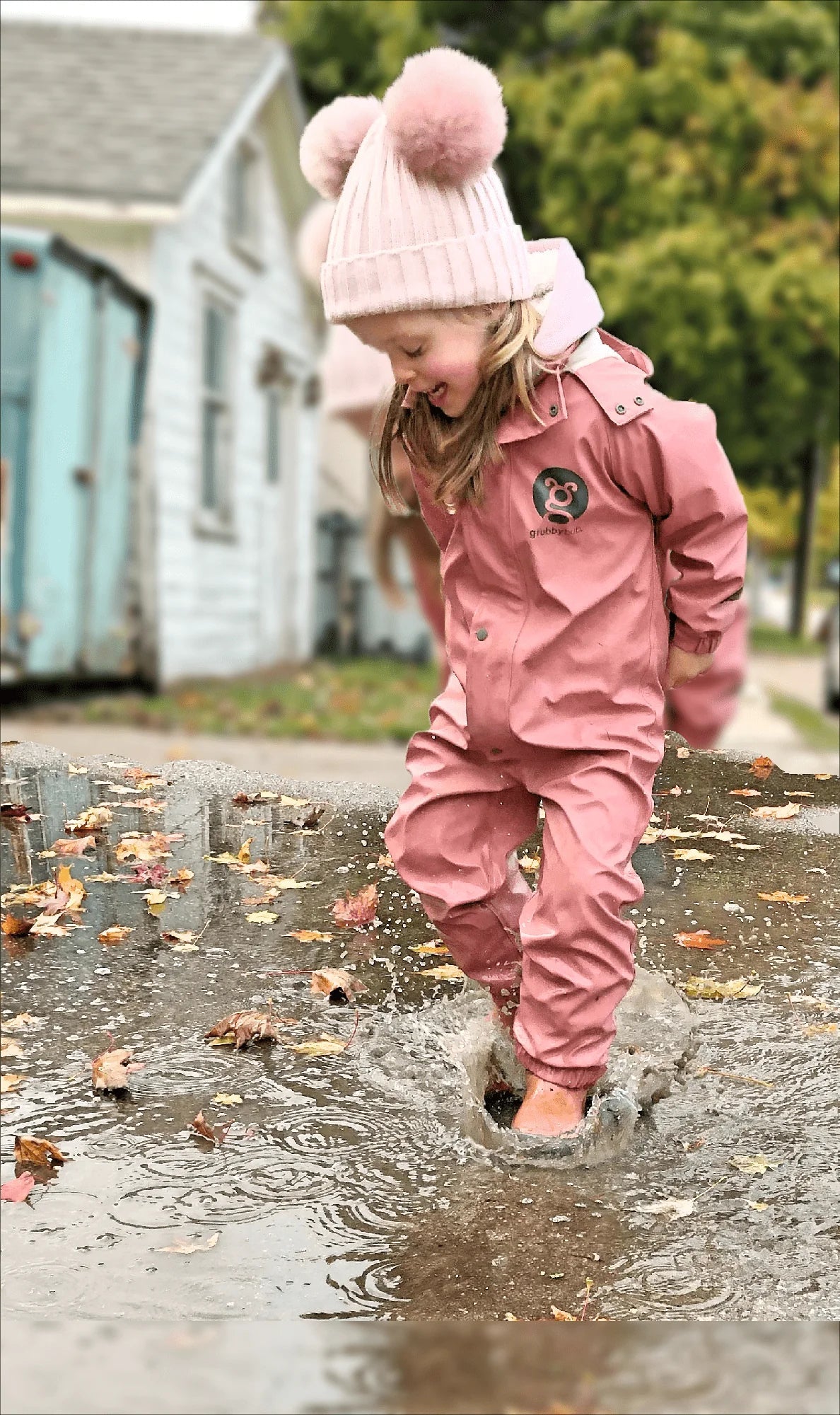 Grubbybubs Puddle Suit Dusty Rose 2- 4  Years