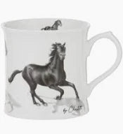 Ashdene Horses By Charlotte Black Bone China Mug 470ml