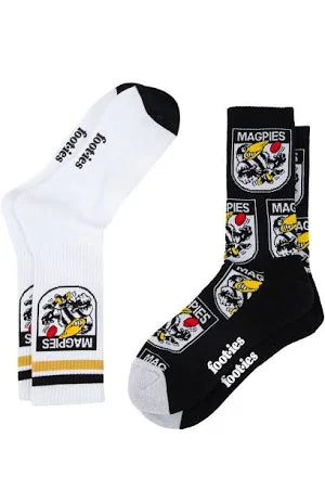 Collingwood Magpies Retro Sneaker Sock 2 Pack