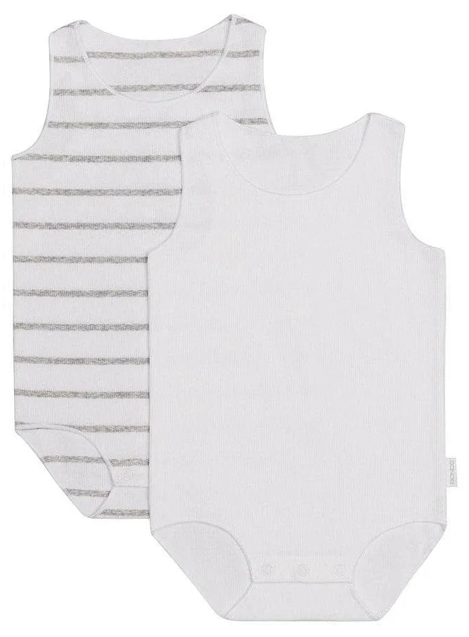 Bonds Wonderbodies 2 Pieces Ribbed Singlet Grey And White Size 00