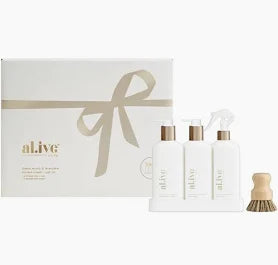 Al.ive Lemon Myrtle And Honey Kitchen Gift Set With Bamboo Brush